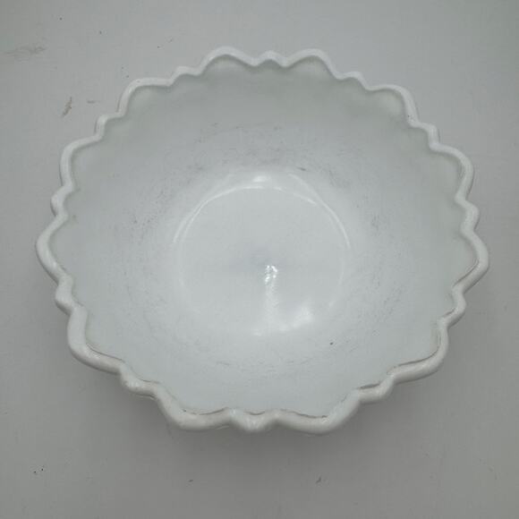 Vtg Milk Glass Footed Bowl Wild Rose by Indiana Glass Master Berry Bowl 3.5 x 9" - Picture 4 of 7